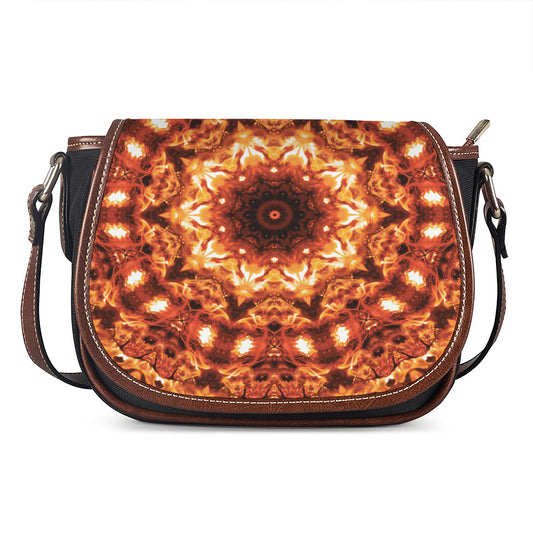 Orange Kaleidoscope Print Saddle Bag