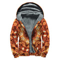 Orange Kaleidoscope Print Sherpa Lined Zip Up Hoodie