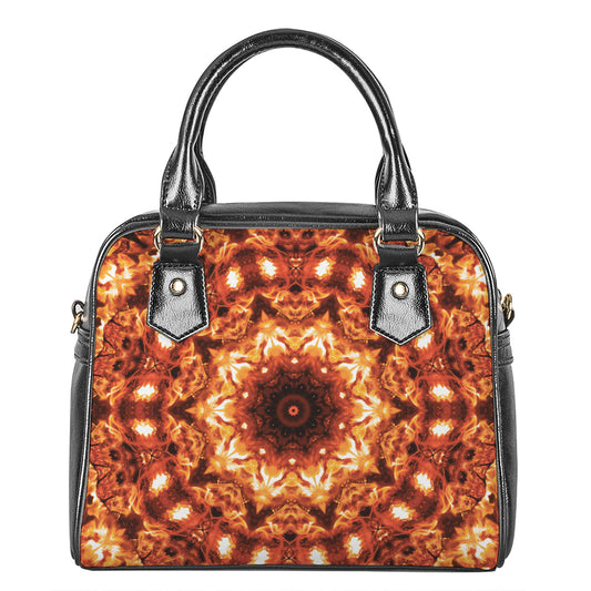 Orange Kaleidoscope Print Shoulder Handbag