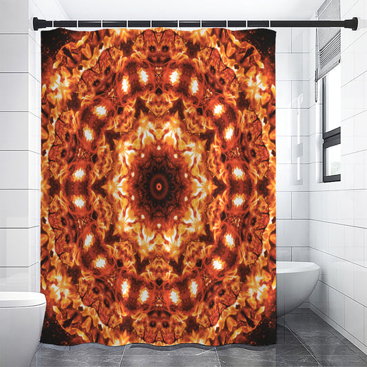Orange Kaleidoscope Print Shower Curtain