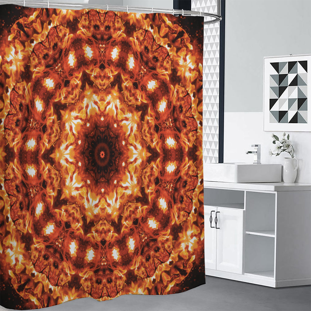 Orange Kaleidoscope Print Shower Curtain