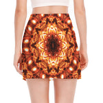Orange Kaleidoscope Print Side Slit Mini Skirt