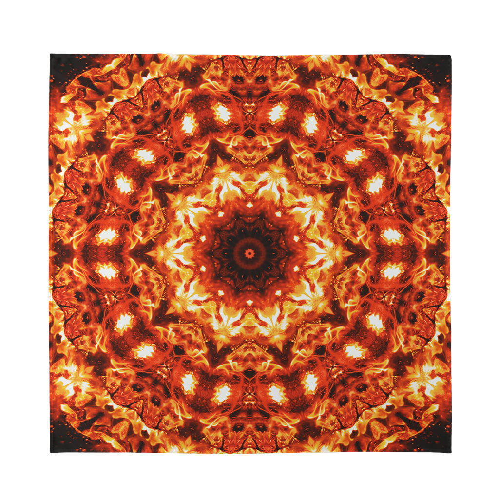 Orange Kaleidoscope Print Silk Bandana