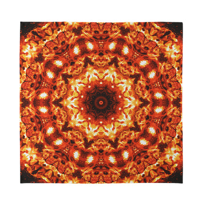 Orange Kaleidoscope Print Silk Bandana