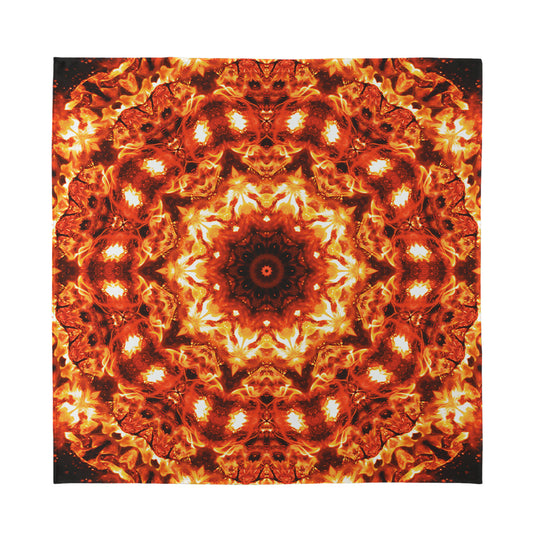 Orange Kaleidoscope Print Silk Bandana