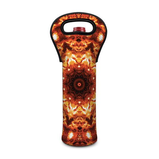 Orange Kaleidoscope Print Single Neoprene Wine Tote