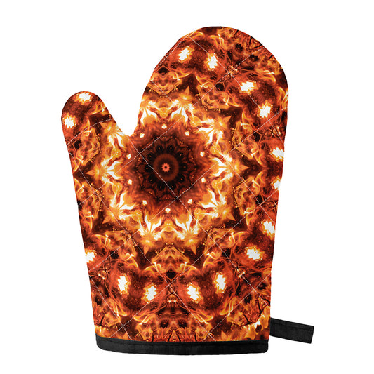 Orange Kaleidoscope Print Single Oven Mitt