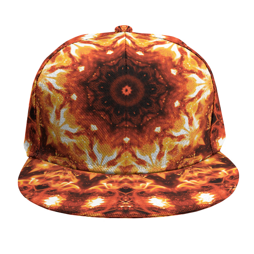 Orange Kaleidoscope Print Snapback Cap