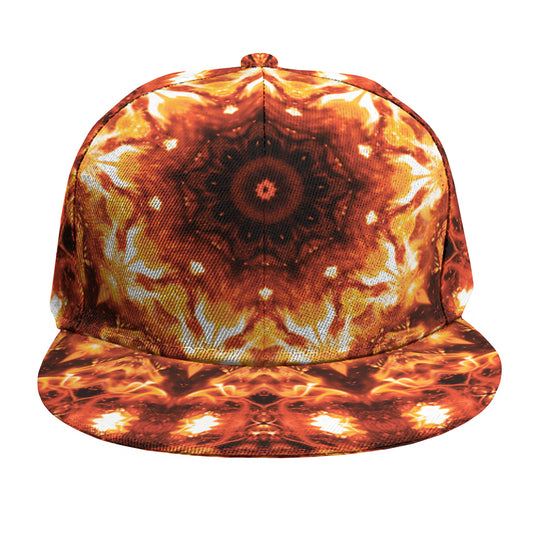 Orange Kaleidoscope Print Snapback Cap