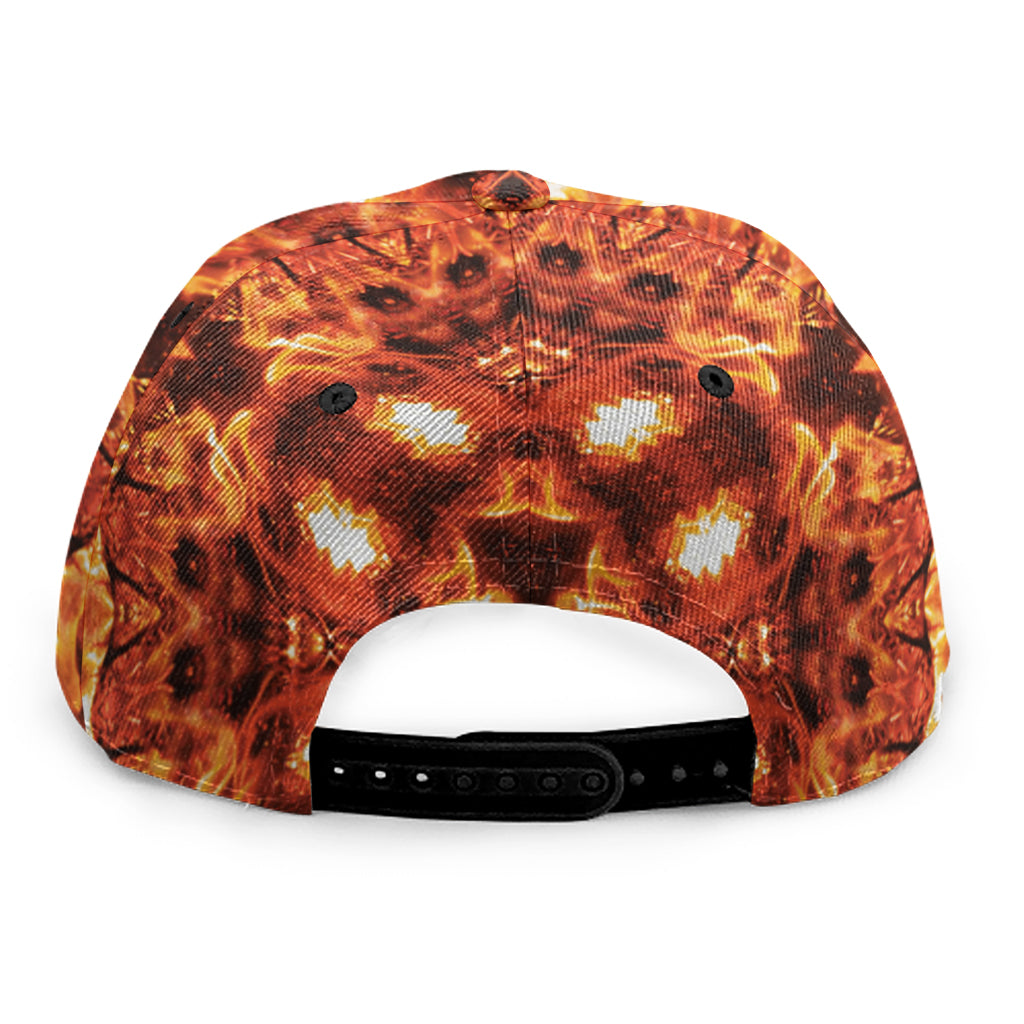 Orange Kaleidoscope Print Snapback Cap