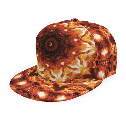Orange Kaleidoscope Print Snapback Cap
