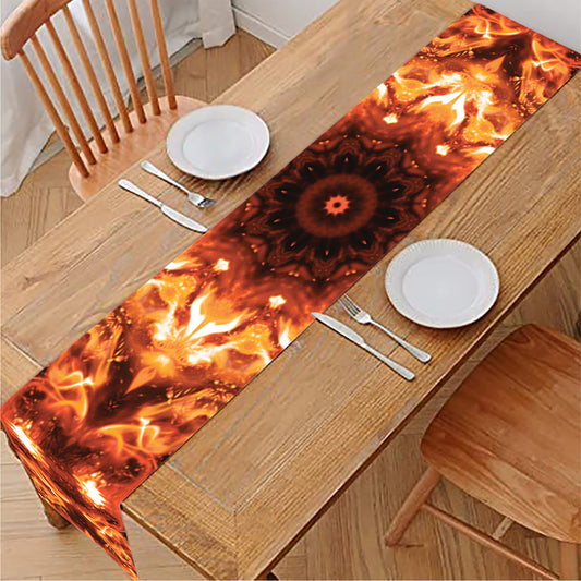 Orange Kaleidoscope Print Table Runner