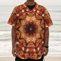 Orange Kaleidoscope Print Textured Short Sleeve Shirt