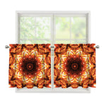 Orange Kaleidoscope Print Tier Curtains
