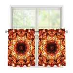 Orange Kaleidoscope Print Tier Curtains