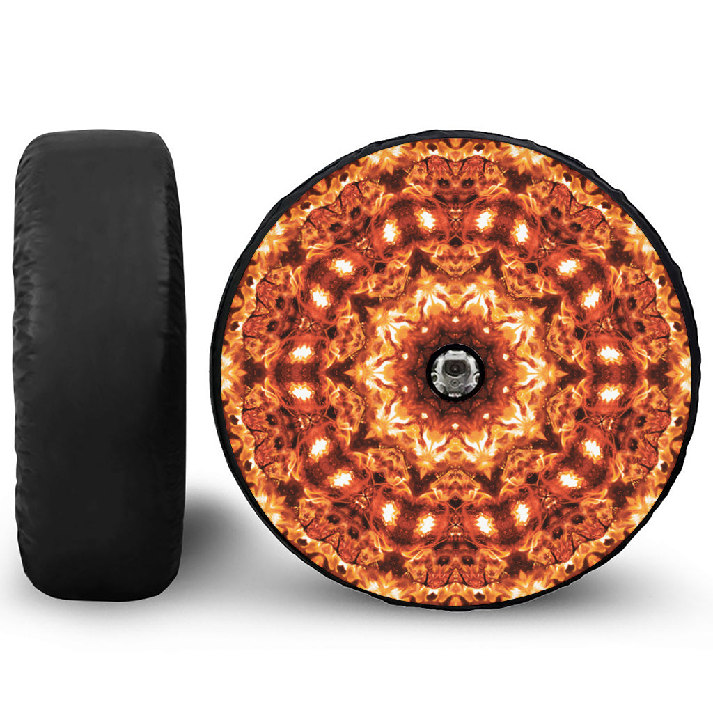 Orange Kaleidoscope Print Tire Cover With Camera Hole