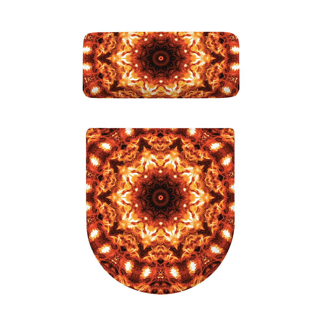 Orange Kaleidoscope Print Toilet Lid And Tank Cover Set