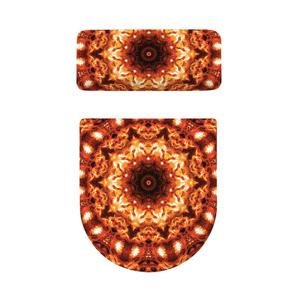 Orange Kaleidoscope Print Toilet Lid And Tank Cover Set