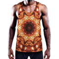 Orange Kaleidoscope Print Men's Workout Tank Top