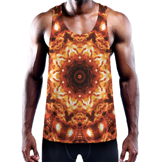 Orange Kaleidoscope Print Training Tank Top