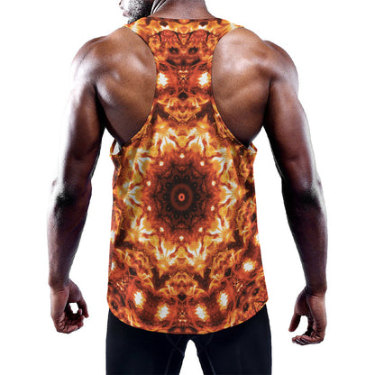 Orange Kaleidoscope Print Training Tank Top
