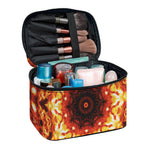 Orange Kaleidoscope Print Travel Makeup Bag