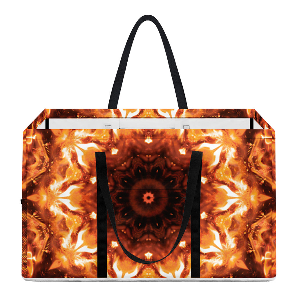 Orange Kaleidoscope Print Utility Tote Bag