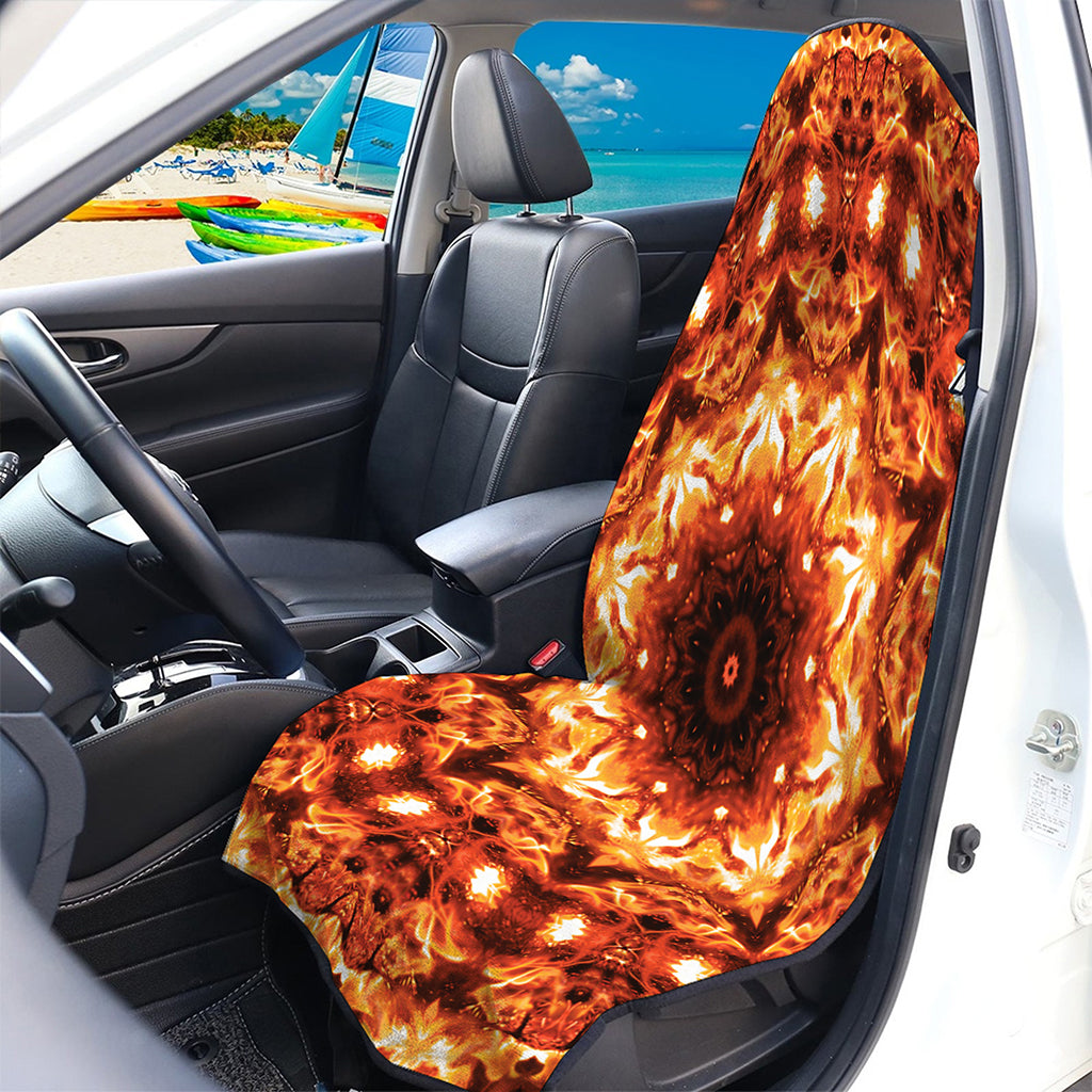 Orange Kaleidoscope Print Waterproof Car Seat Cover