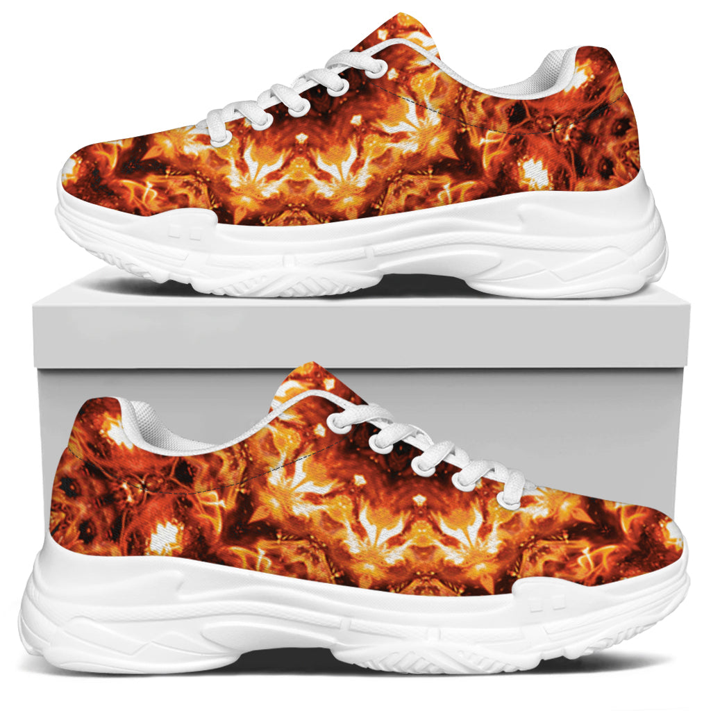 Orange Kaleidoscope Print White Chunky Shoes