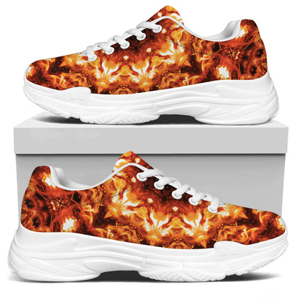 Orange Kaleidoscope Print White Chunky Shoes