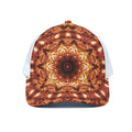 Orange Kaleidoscope Print White Mesh Trucker Hat