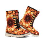 Orange Kaleidoscope Print Winter Boots