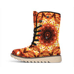 Orange Kaleidoscope Print Winter Boots