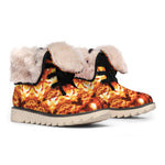 Orange Kaleidoscope Print Winter Boots
