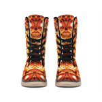 Orange Kaleidoscope Print Winter Boots