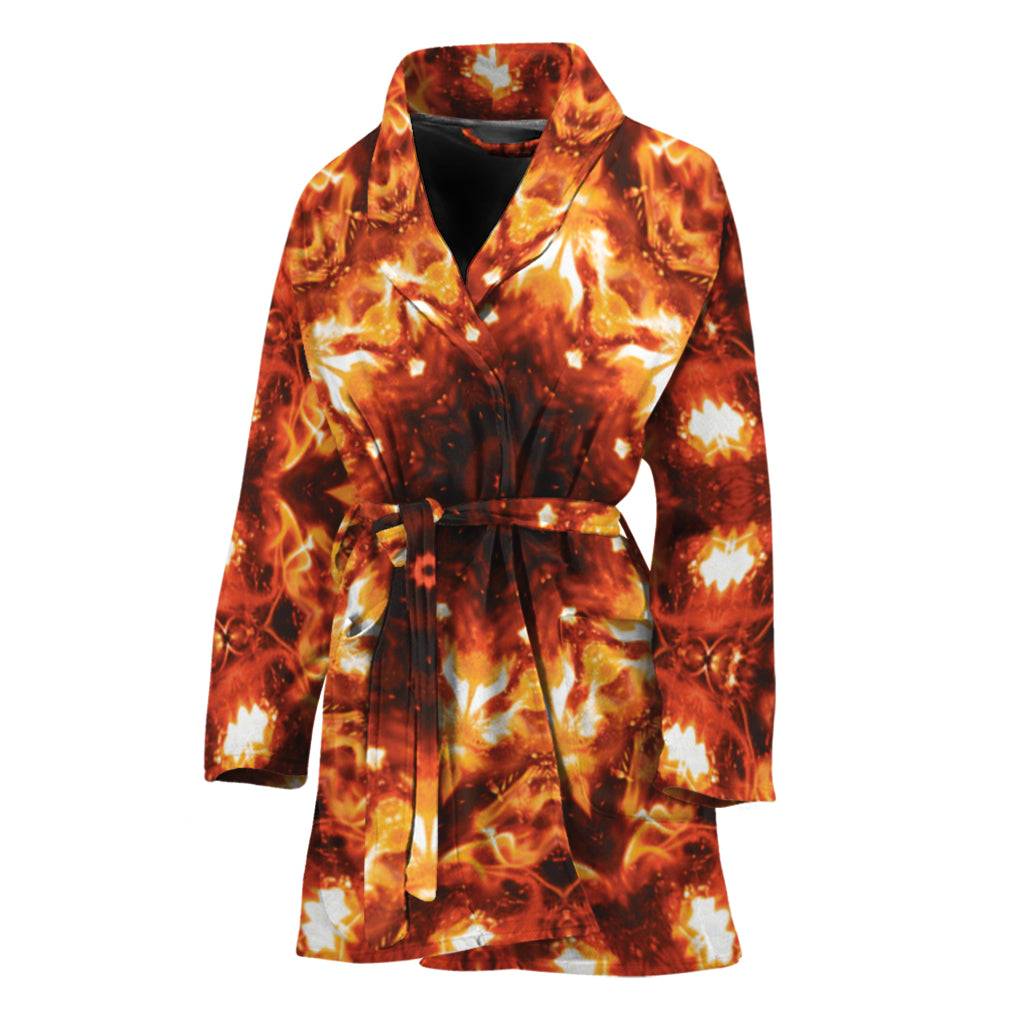 Orange Kaleidoscope Print Women's Bathrobe
