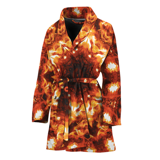 Orange Kaleidoscope Print Women's Bathrobe