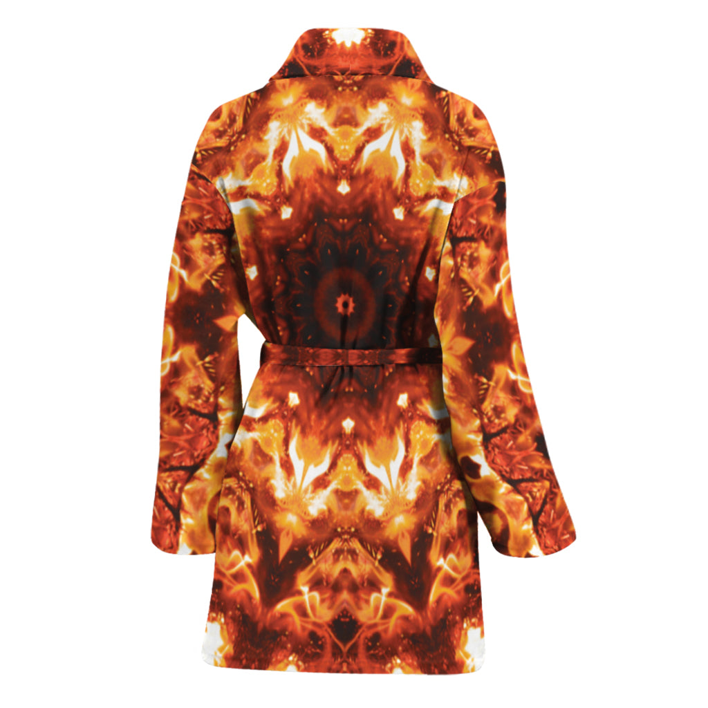 Orange Kaleidoscope Print Women's Bathrobe