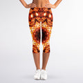 Orange Kaleidoscope Print Women's Capri Leggings