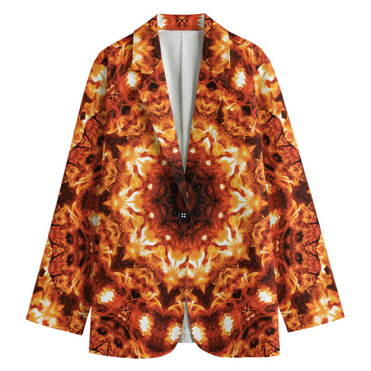 Orange Kaleidoscope Print Women's Cotton Blazer