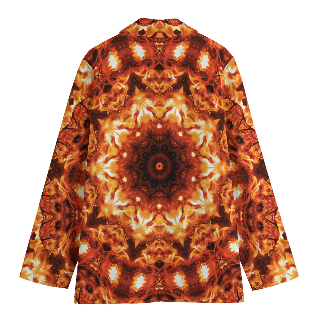 Orange Kaleidoscope Print Women's Cotton Blazer