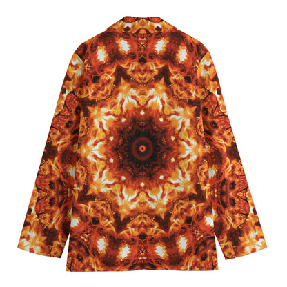 Orange Kaleidoscope Print Women's Cotton Blazer