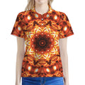 Orange Kaleidoscope Print Women's Polo Shirt