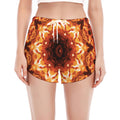 Orange Kaleidoscope Print Women's Split Running Shorts