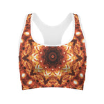 Orange Kaleidoscope Print Women's Sports Bra