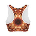 Orange Kaleidoscope Print Women's Sports Bra