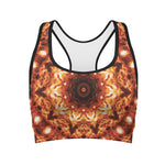 Orange Kaleidoscope Print Women's Sports Bra