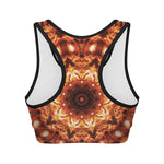 Orange Kaleidoscope Print Women's Sports Bra