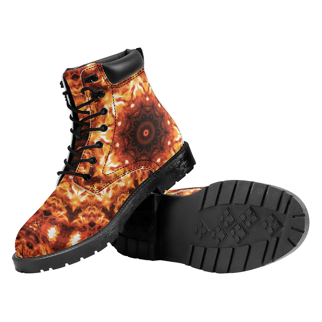 Orange Kaleidoscope Print Work Boots