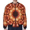 Orange Kaleidoscope Print Zip Sleeve Bomber Jacket